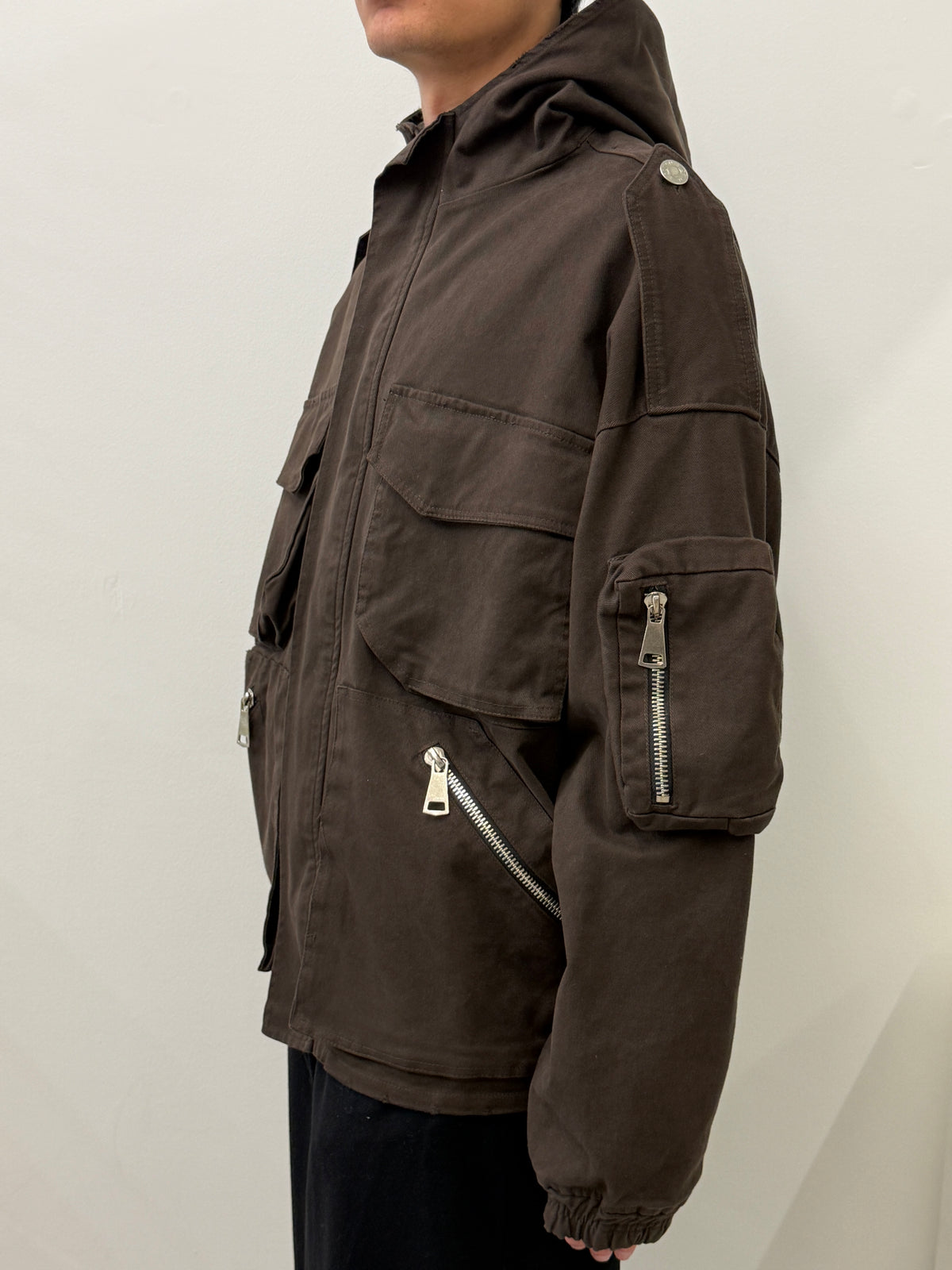 BROWN COTTON CARGO JACKET