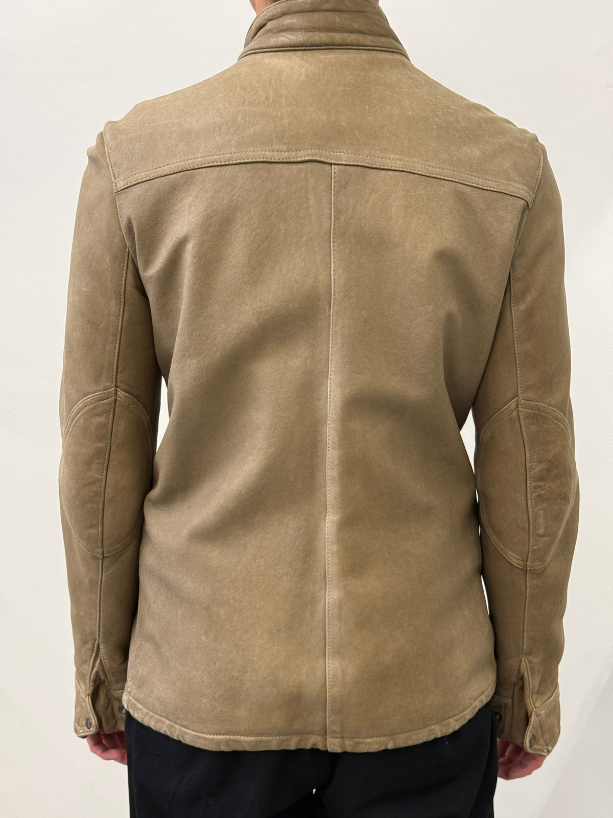 BEIGE CARGO LEATHER JACKET