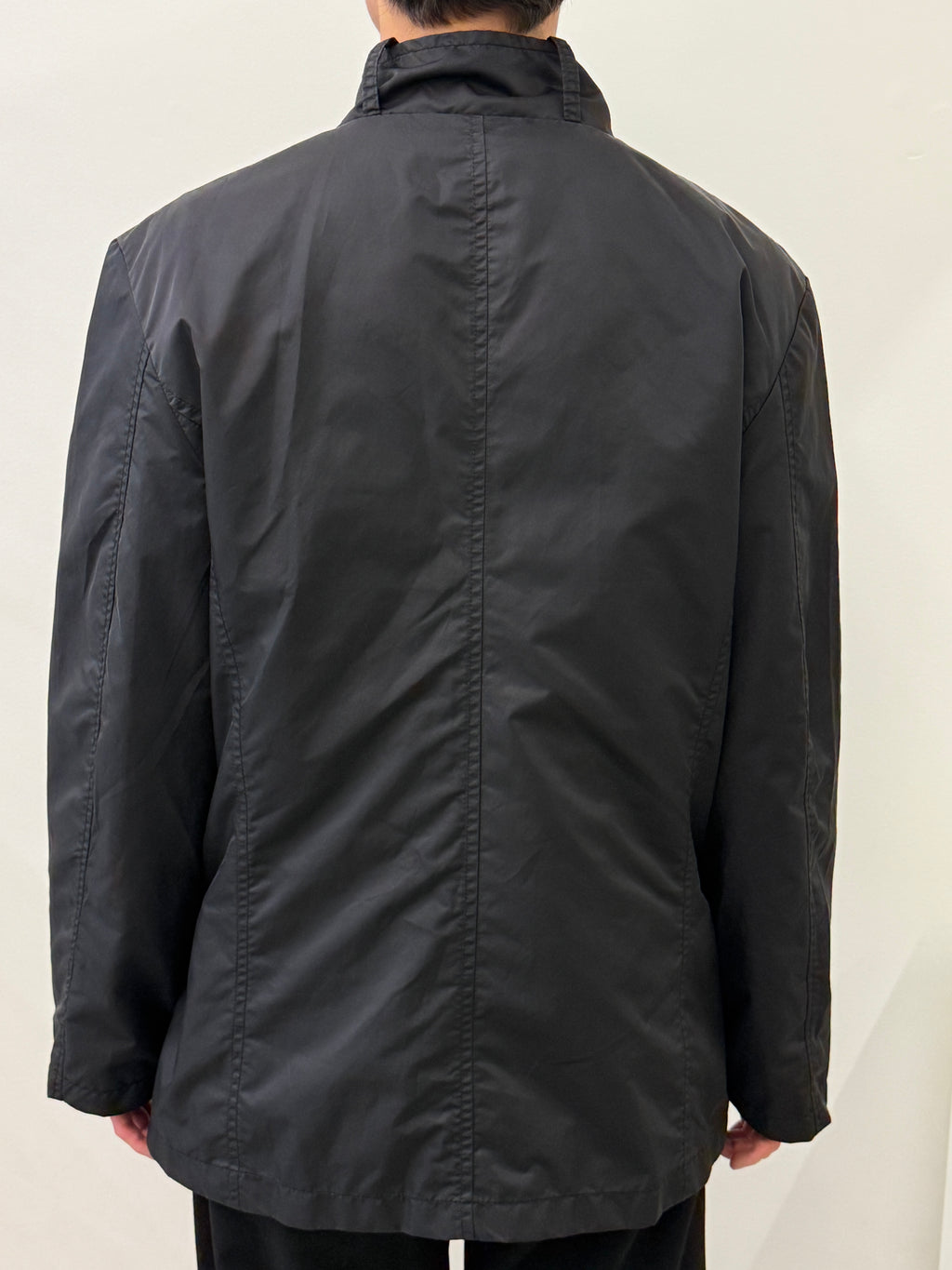 BLACK ZIP BUTTON UP NYLON JACKET