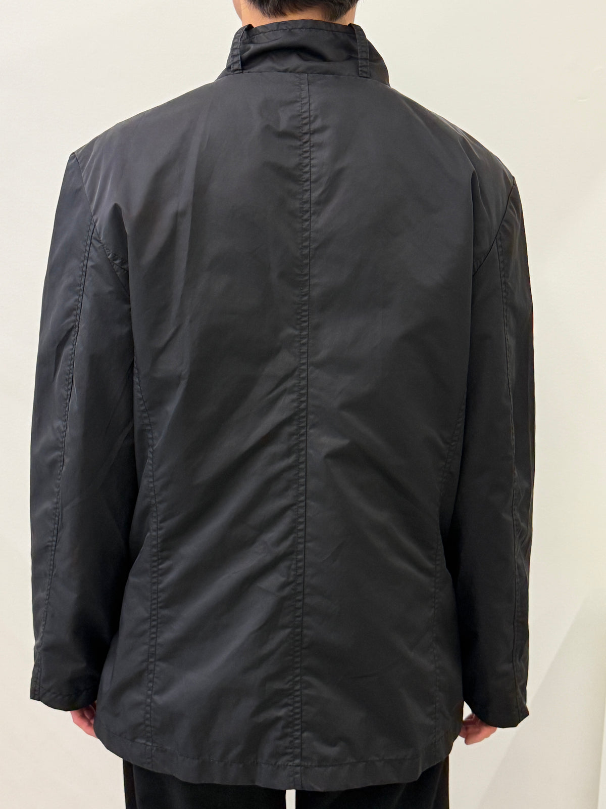 BLACK ZIP BUTTON UP NYLON JACKET