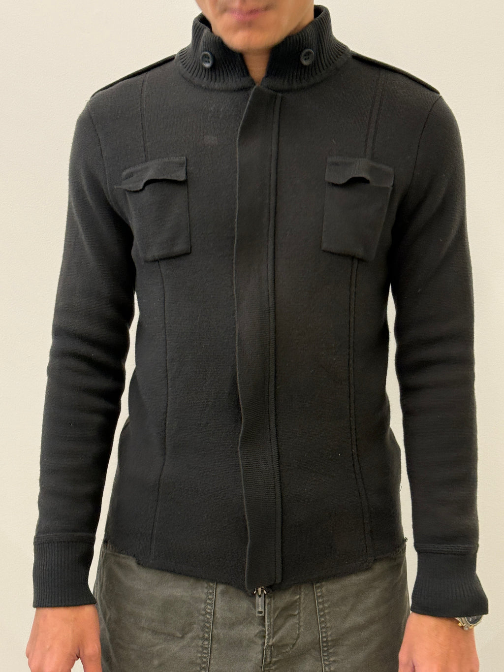 WOOL GREY ZIP CARDIGAN