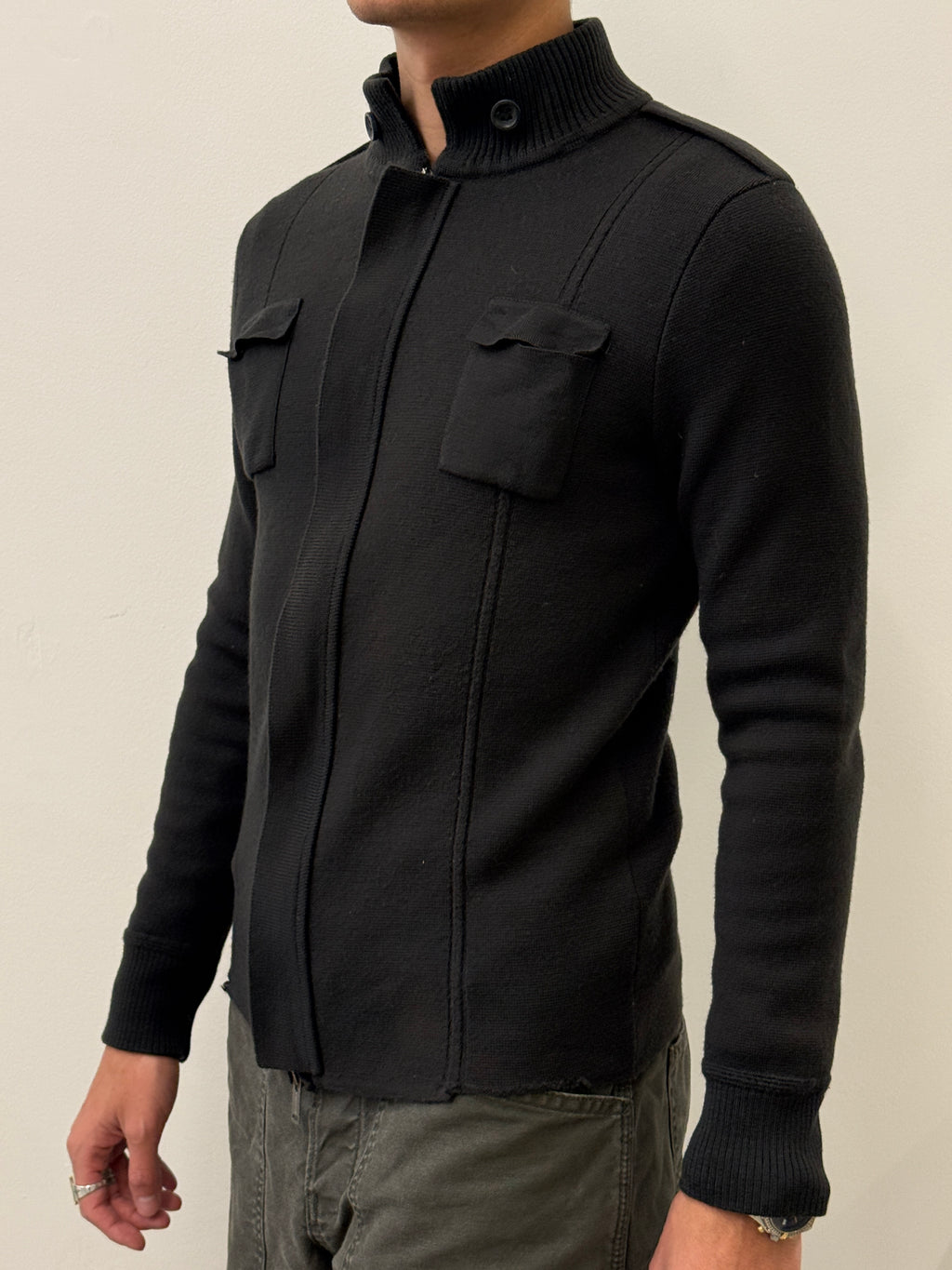 WOOL GREY ZIP CARDIGAN