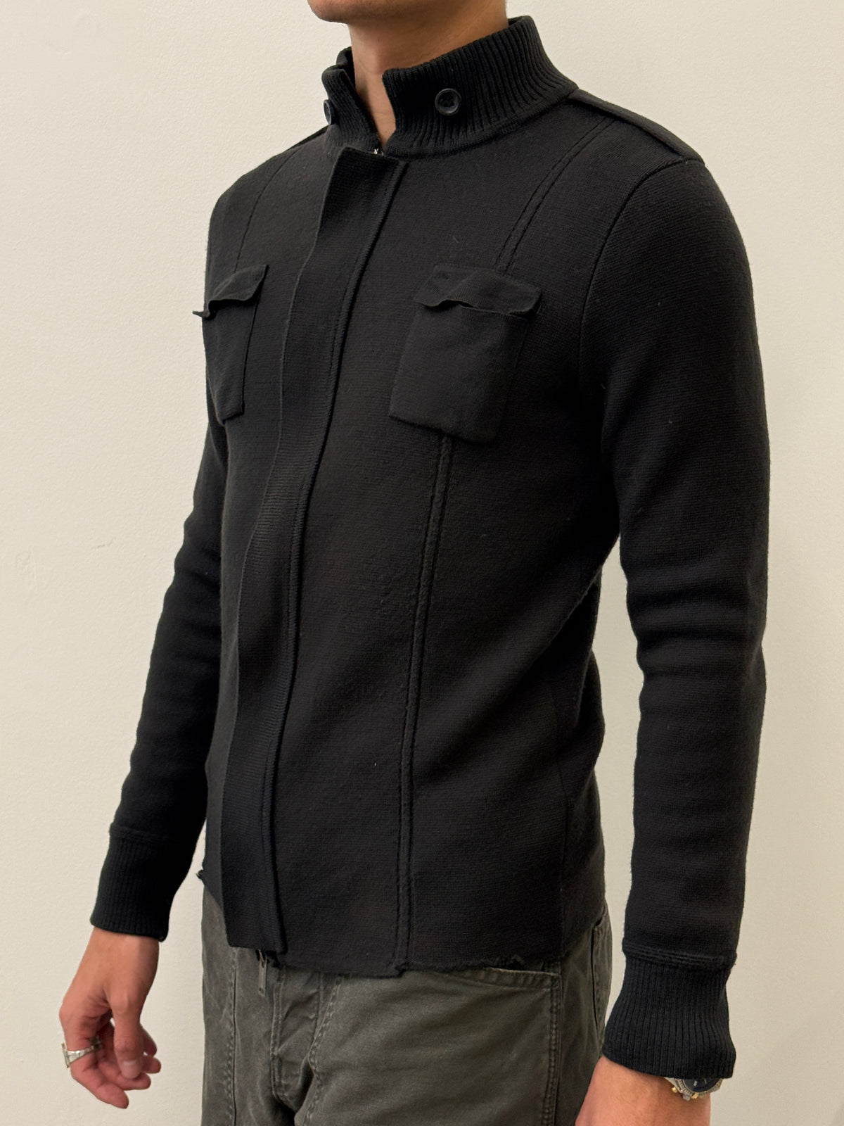 WOOL GREY ZIP CARDIGAN