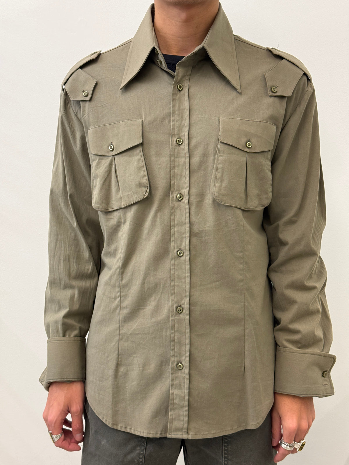 KHAKI DETAILED SHOULDERS SHIRT