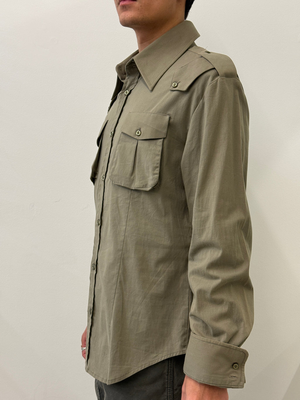 KHAKI DETAILED SHOULDERS SHIRT