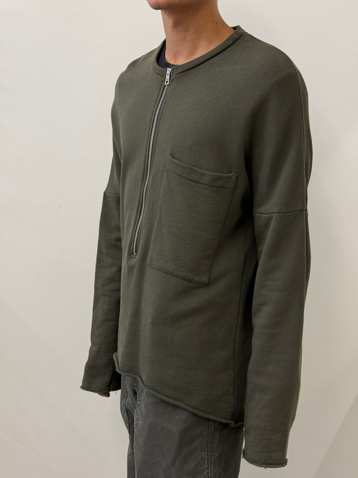 KHAKI HALF ZIP SWEATER