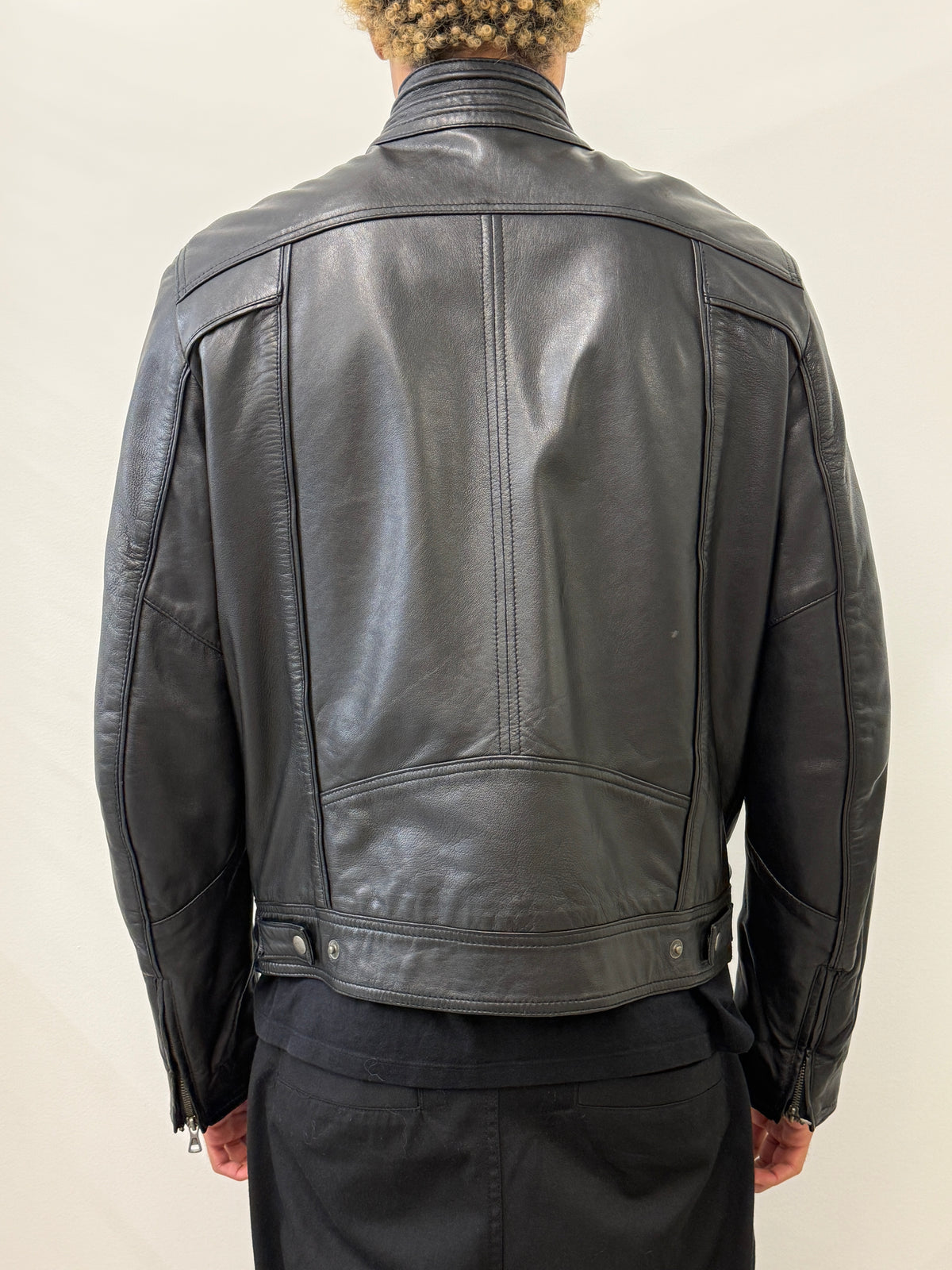 MULTIZIPPED BLACK LEATHER JACKET