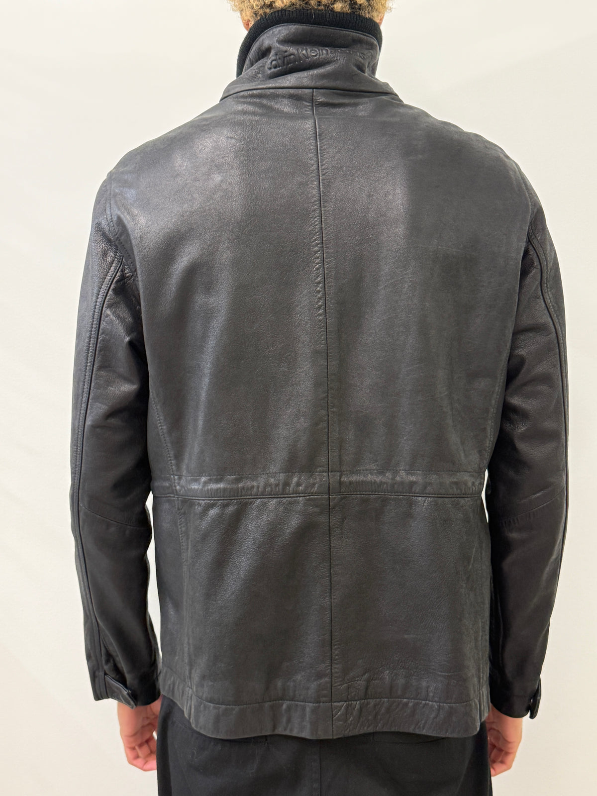M65 BLACK HIGH COLLAR LEATHER JACKET