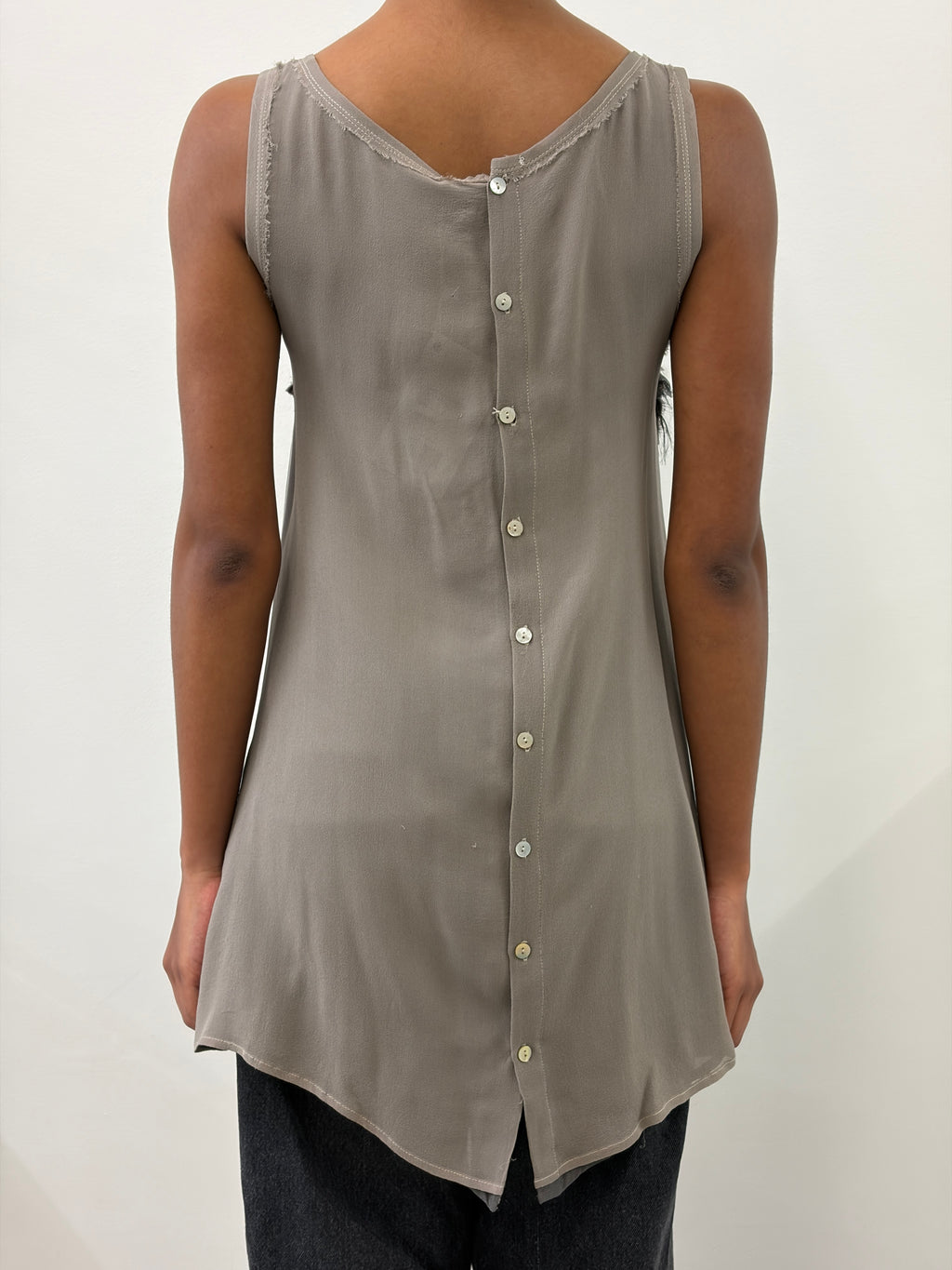 TAUPE RUFFLES DETAILS TOP