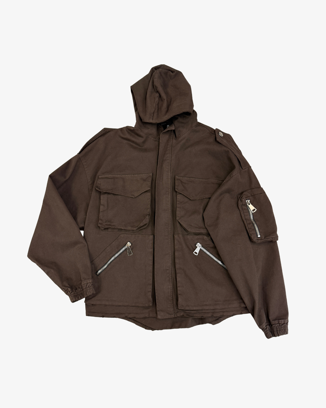BROWN COTTON CARGO JACKET