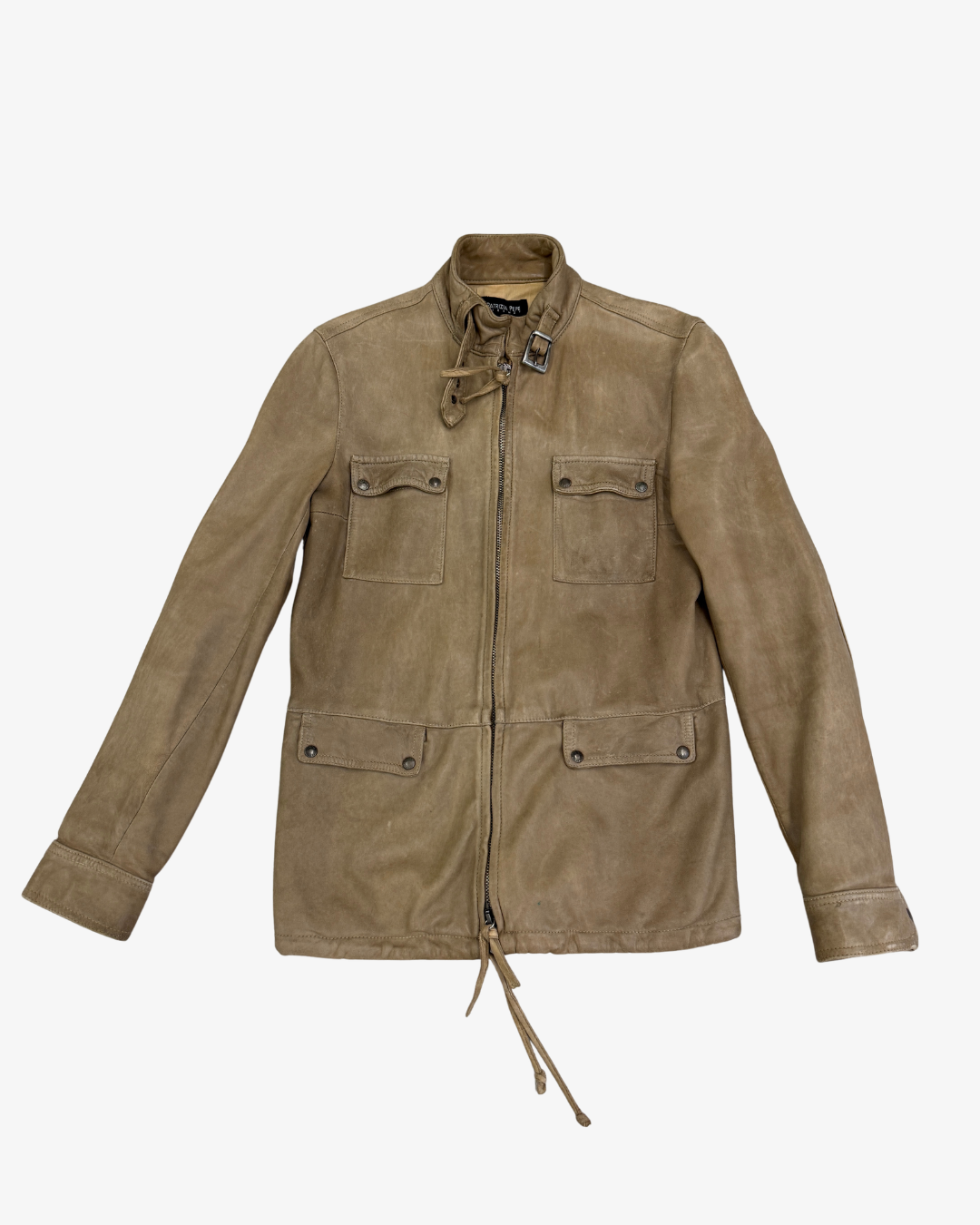 BEIGE CARGO LEATHER JACKET