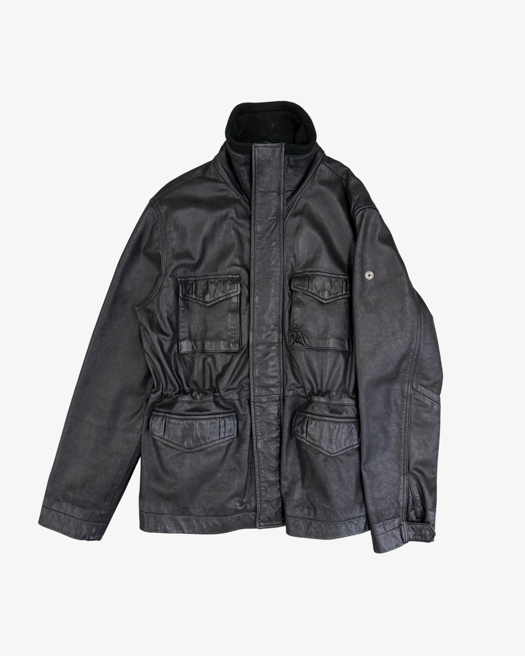 M65 BLACK HIGH COLLAR LEATHER JACKET