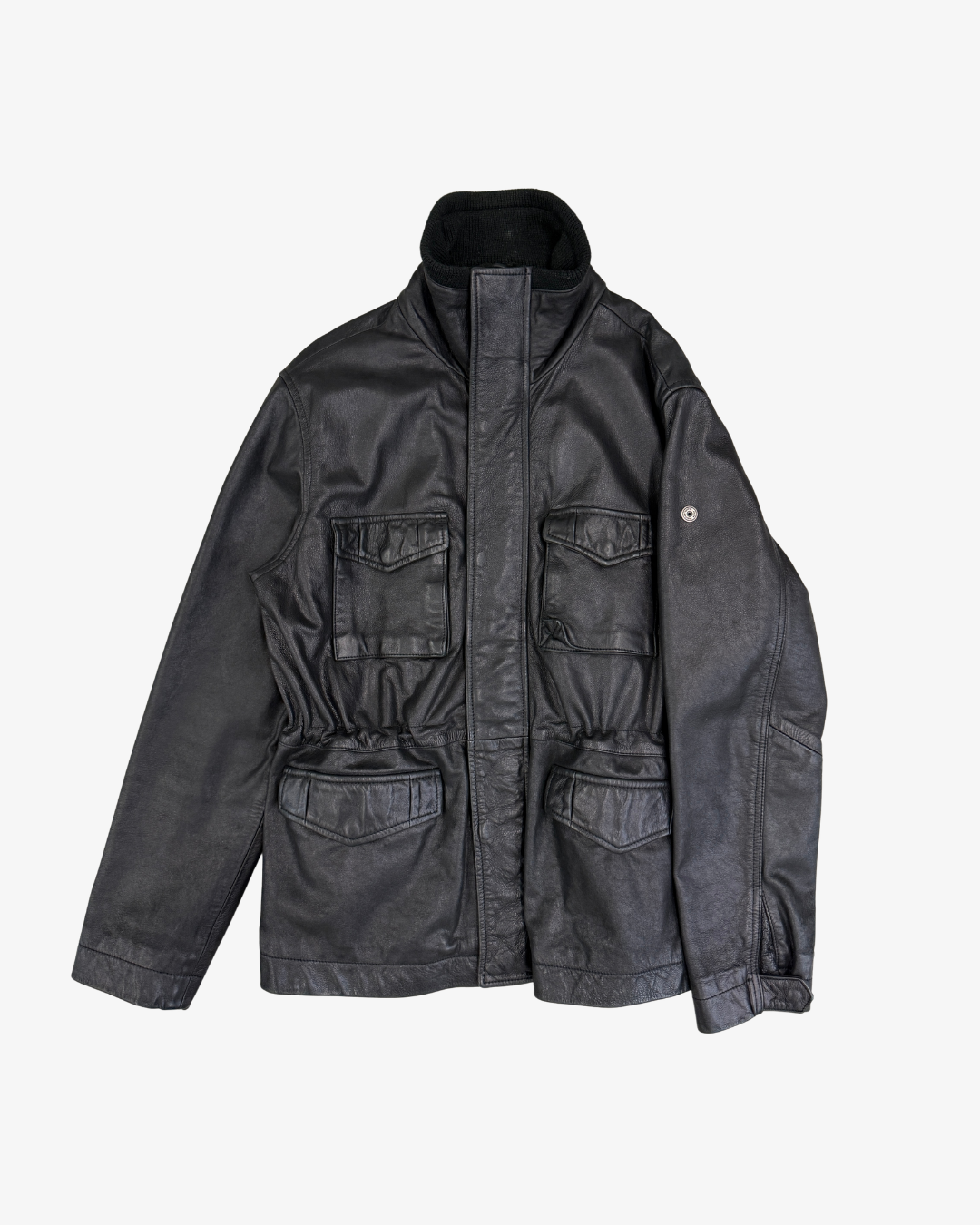 M65 BLACK HIGH COLLAR LEATHER JACKET