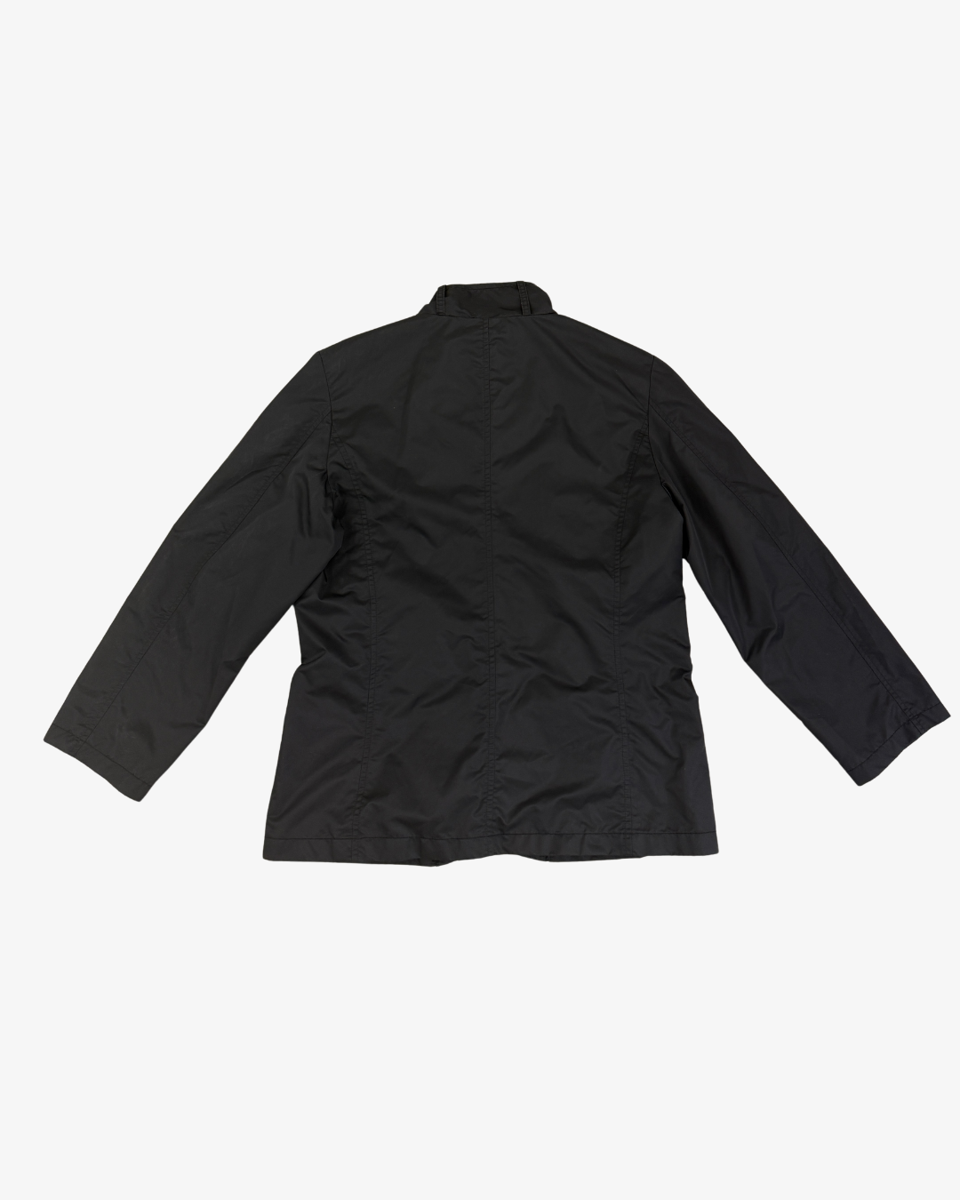 BLACK ZIP BUTTON UP NYLON JACKET