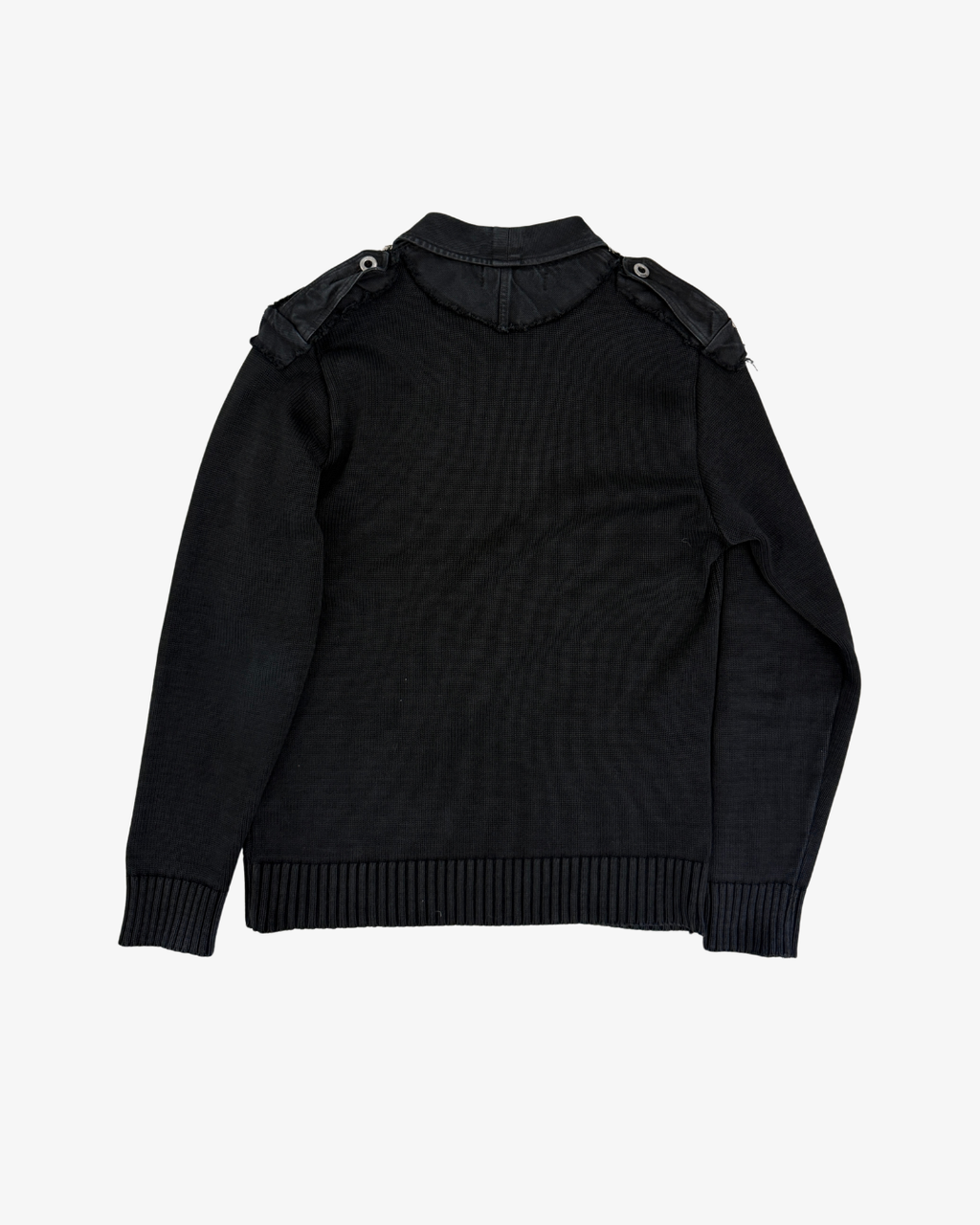 BLACK KNITTED BUTTONS HEAVY POLO