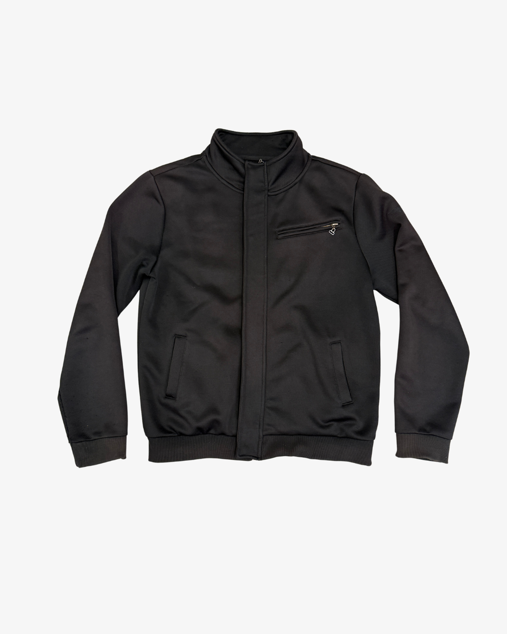 BLACK HIGH-COLLAR FRONT POCKET JACKET