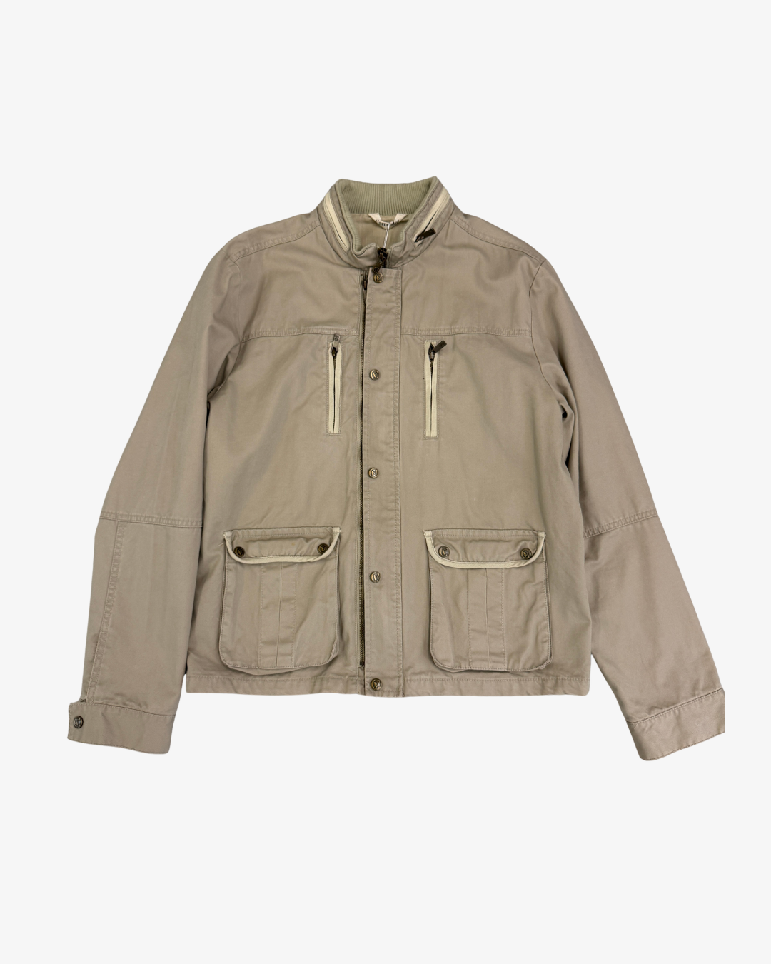 BEIGE MULTI-POCKETS ZIPPER JACKET