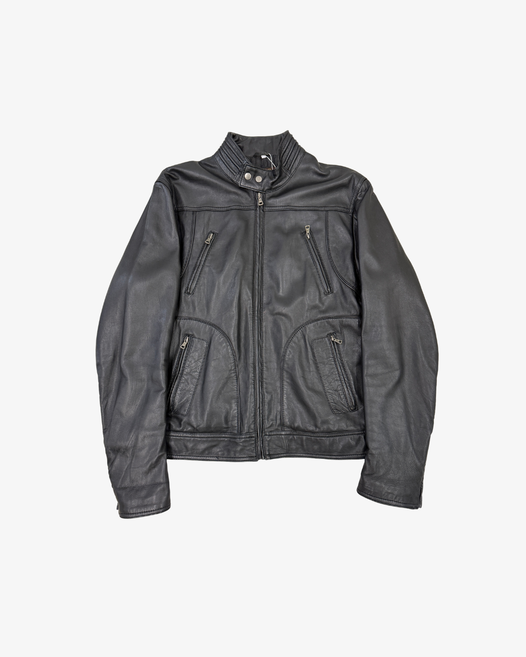 MULTIZIPPED BLACK LEATHER JACKET