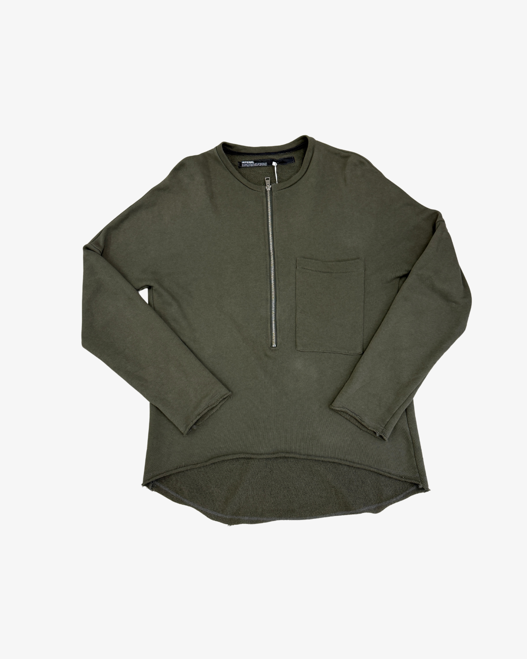 KHAKI HALF ZIP SWEATER