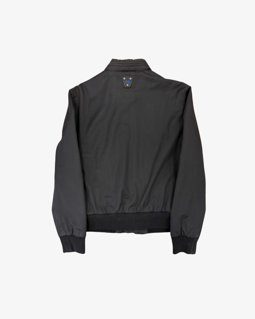 BLACK CROPPED ZIP-UP BLUE DETAIL NYLON JACKET