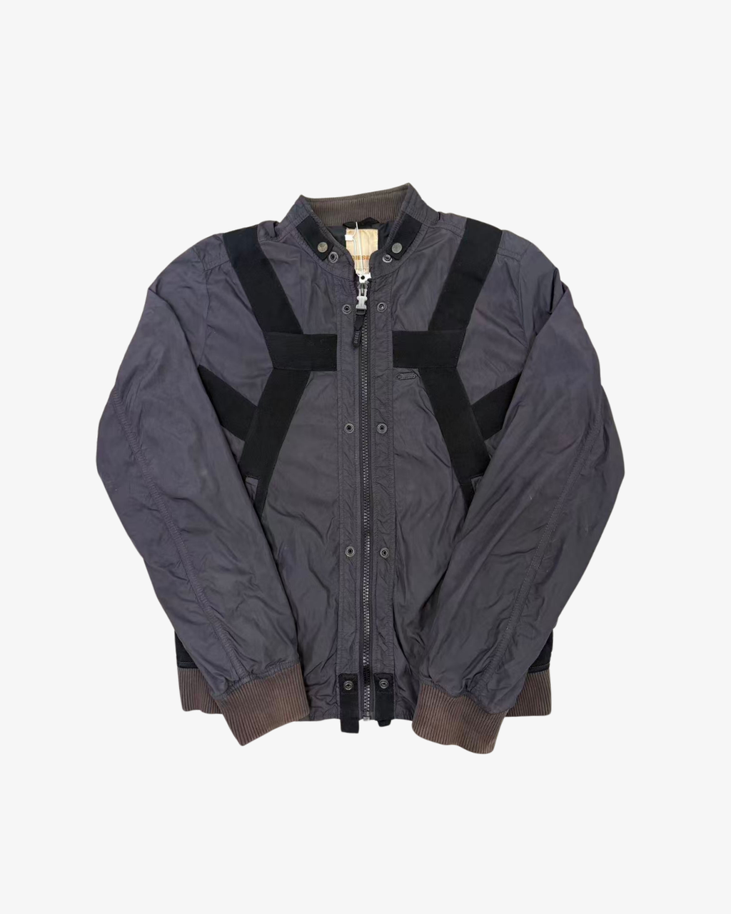 DIESEL BLACK HARNESS STRAP BOMBER JACKET